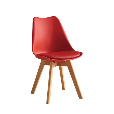 좋은 가격 PU 폼 덮개를 씌운 좌석과 맞춤형 색상의 단단한 나무 다리가 있는 북유럽 스타일 Eames 바 의자 온라인으로